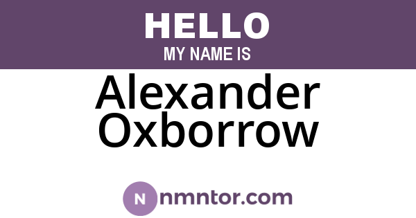 Alexander Oxborrow