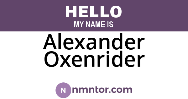 Alexander Oxenrider