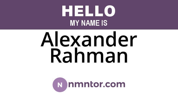 Alexander Rahman