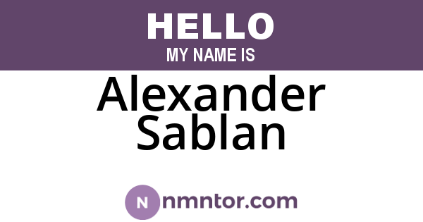 Alexander Sablan