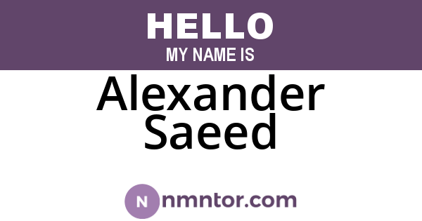 Alexander Saeed