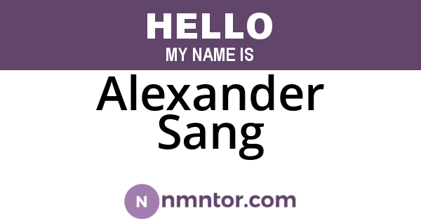Alexander Sang