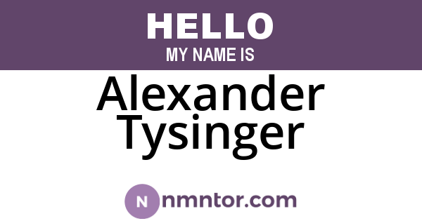Alexander Tysinger