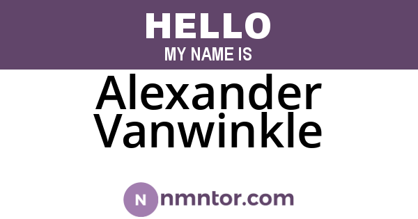 Alexander Vanwinkle