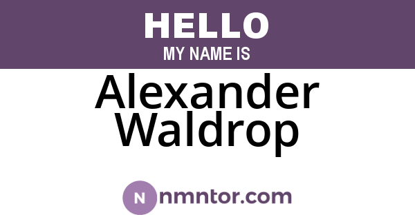 Alexander Waldrop