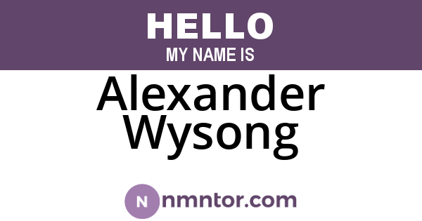 Alexander Wysong