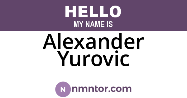 Alexander Yurovic