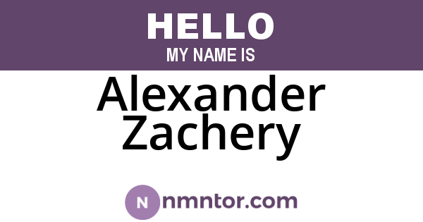 Alexander Zachery