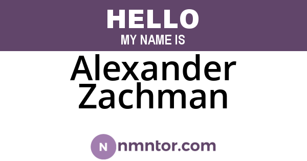 Alexander Zachman