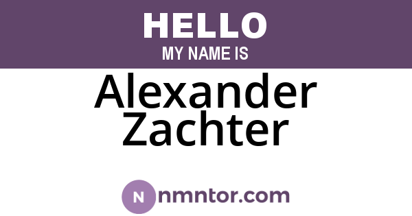 Alexander Zachter