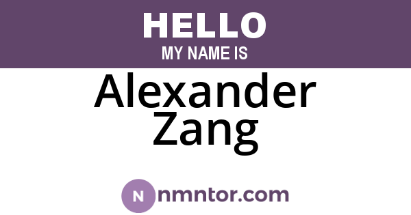 Alexander Zang