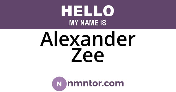 Alexander Zee