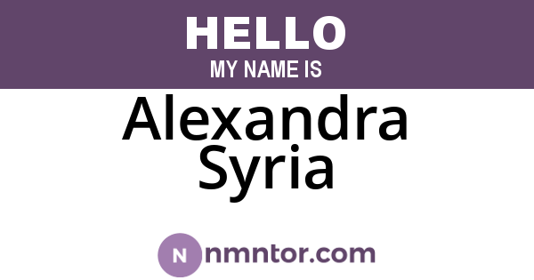 Alexandra Syria
