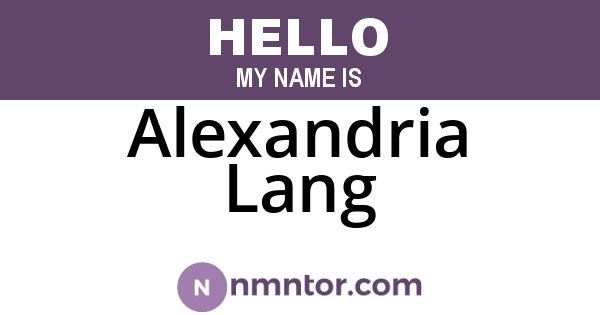 Alexandria Lang