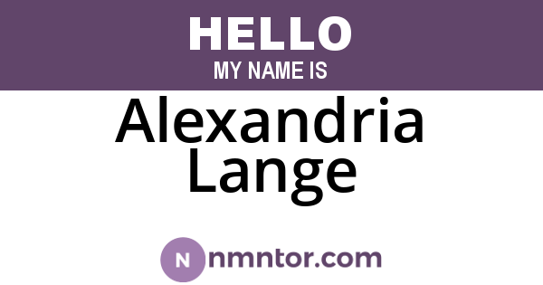 Alexandria Lange