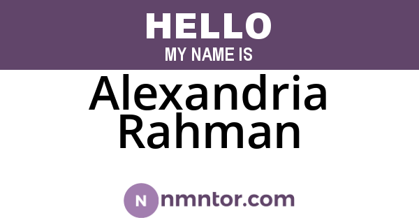 Alexandria Rahman
