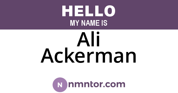 Ali Ackerman