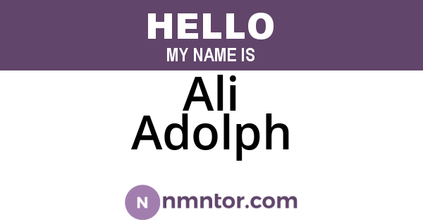 Ali Adolph