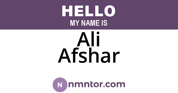 Ali Afshar