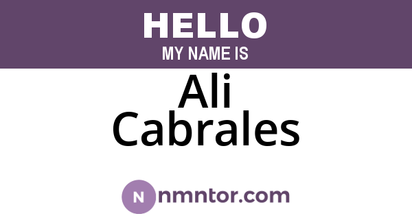 Ali Cabrales