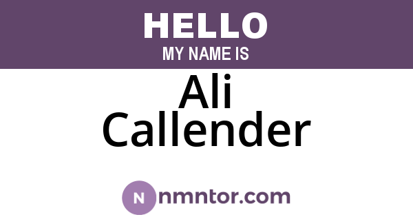 Ali Callender