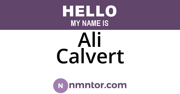 Ali Calvert