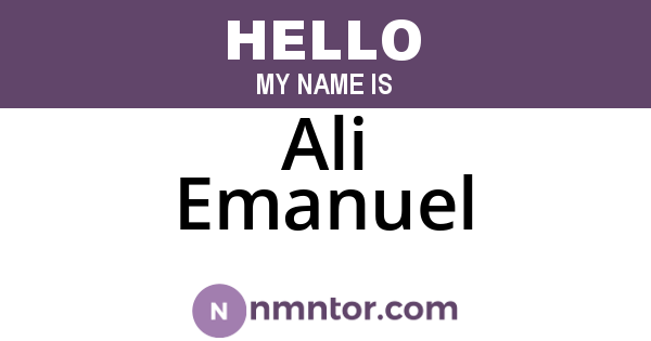 Ali Emanuel