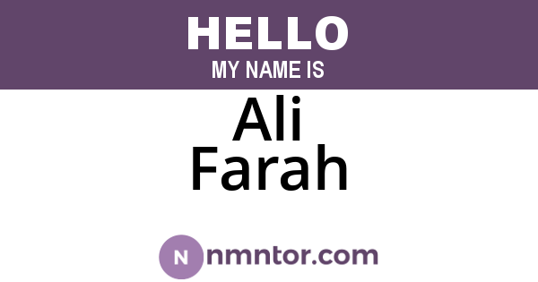Ali Farah