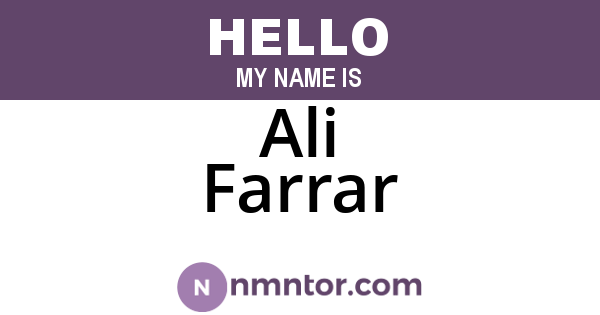 Ali Farrar