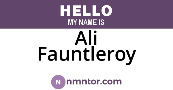 Ali Fauntleroy
