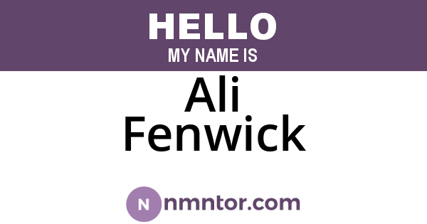 Ali Fenwick