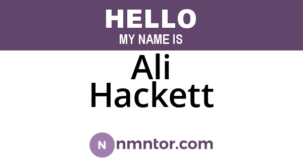 Ali Hackett