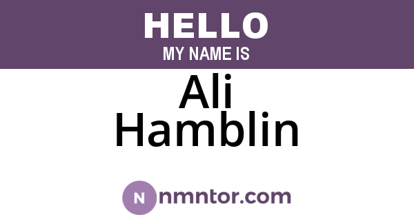 Ali Hamblin