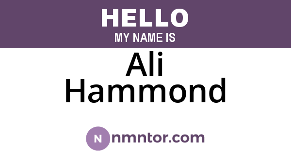Ali Hammond