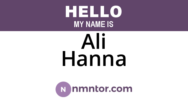 Ali Hanna