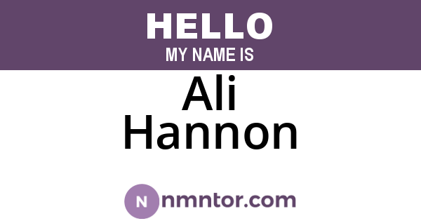 Ali Hannon