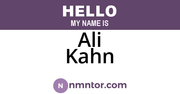 Ali Kahn