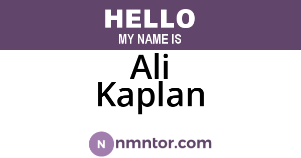 Ali Kaplan