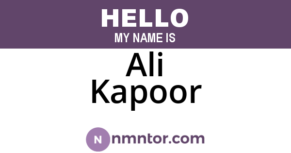 Ali Kapoor