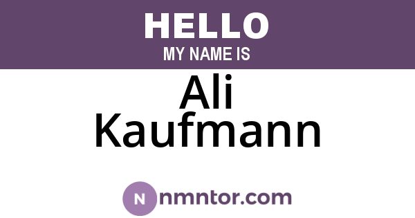 Ali Kaufmann