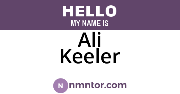 Ali Keeler