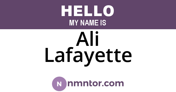 Ali Lafayette
