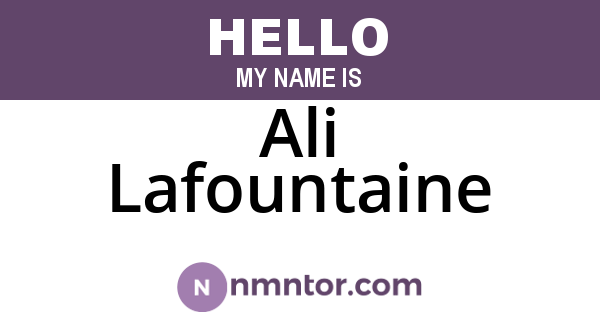 Ali Lafountaine