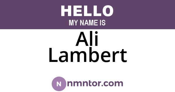 Ali Lambert