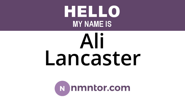 Ali Lancaster