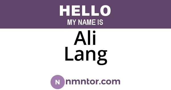 Ali Lang