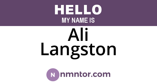 Ali Langston