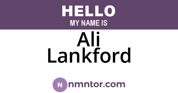 Ali Lankford