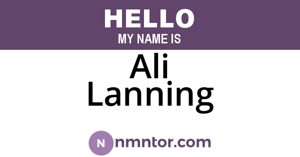 Ali Lanning