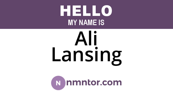 Ali Lansing